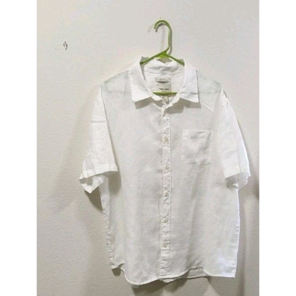 Thom AAron 100% Linen Shortsleeve Buttonup Shirt  European Grown Flax White  XXL
